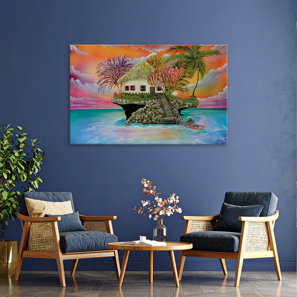 Tropical Paradise Wall Painting for Living Room, Bedroom, Office, Hotels, Drawing Room
