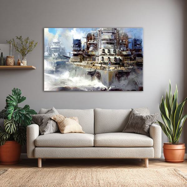 Navy Fleet in Ocean Wall Painting for Living Room, Bedroom, Office, Hotels, Drawing Room