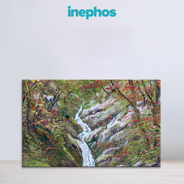 Tranquil Waterfall in Forest Wall Painting for Living Room, Bedroom, Office, Hotels, Drawing Room