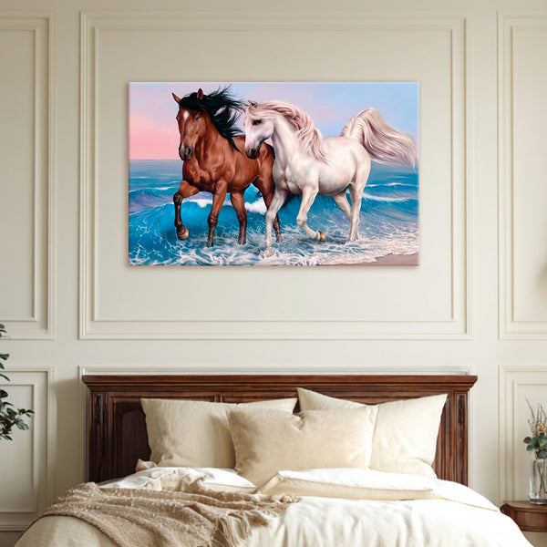 Majestic Horses Wall Painting for Living Room, Bedroom, Office, Hotels, Drawing Room