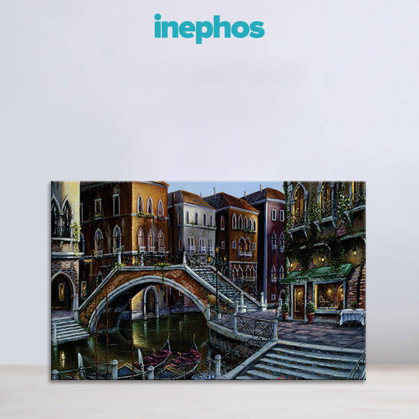 Charming Venice Canal Bridge Wall Painting for Living Room, Bedroom, Office, Hotels, Drawing Room