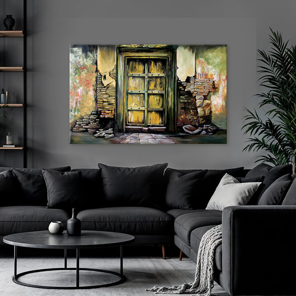 Vintage Doorway Wall Painting for Living Room, Bedroom, Office, Hotels, Drawing Room