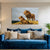Majestic Lion and Lioness Wall Painting for Living Room, Bedroom, Office, Hotels, Drawing Room