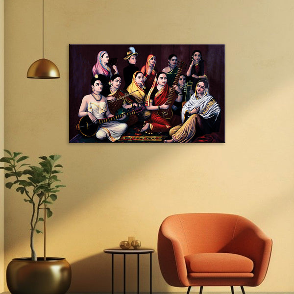 Traditional Musical Ensemble Wall Painting for Living Room, Bedroom, Office, Hotels, Drawing Room