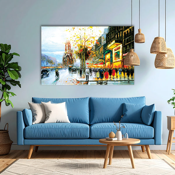 Cityscape at Dusk Painting for Living Room, Bedroom, Office, Hotels, Drawing Room