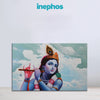 Canvas print of a deity playing a flute with 'inephos' branding above.