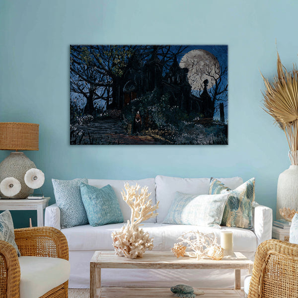 Beautiful Haunted House Wall Painting for Living Room, Bedroom, Office, Hotels, Drawing Room