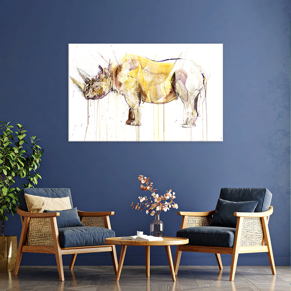 Majestic Rhino Art Print for Living Room, Bedroom, Office, Hotels, Drawing Room