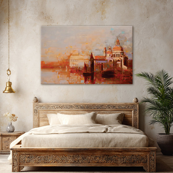 Sunset Over Venice Canvas Painting – Romantic European Wall Art for Living Room & More