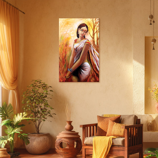Lady in Autumn Canvas Wall Art Paintings for Living Room,Bedroom, Office, Hotels, Drawing Room