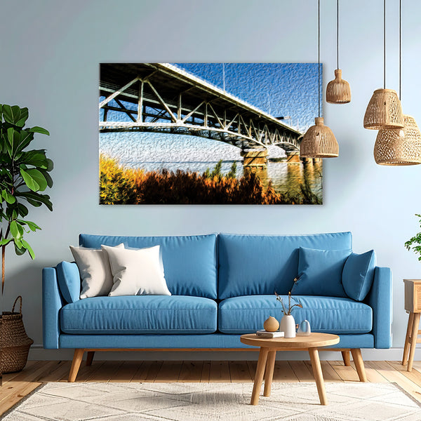 Bridge Over River Wall Painting for Living Room, Bedroom, Office, Hotels, Drawing Room