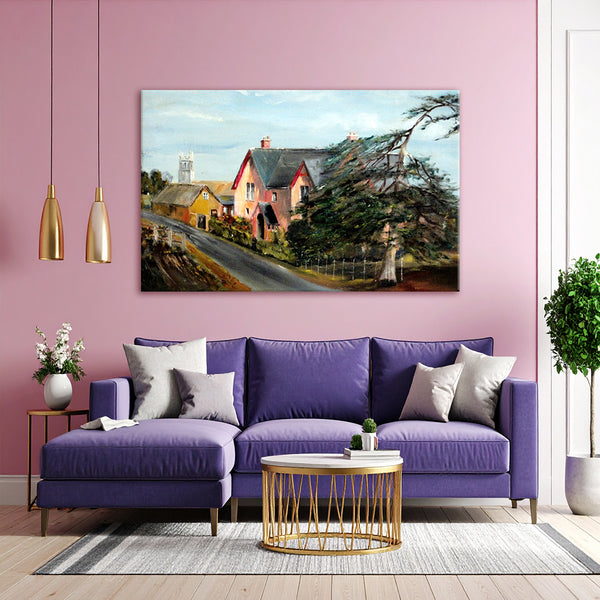 Countryside House Wall Painting for Living Room, Bedroom, Office, Hotels, Drawing Room