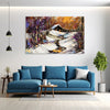 Snowy Cabin Wall Painting for Living Room, Bedroom, Office, Hotels, Drawing Room