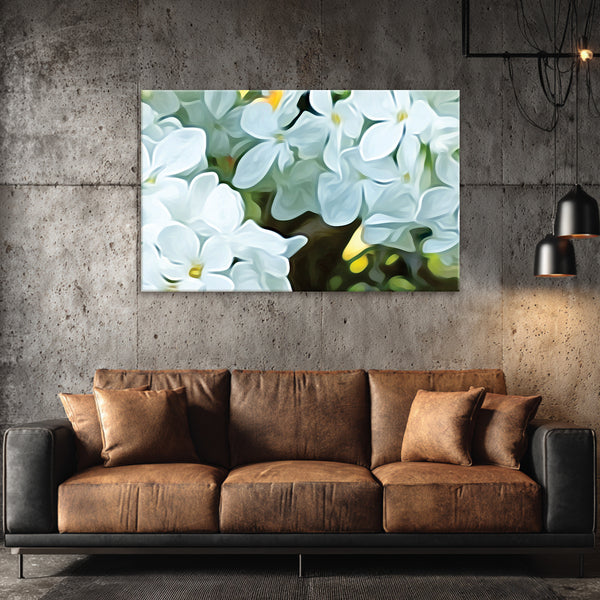 Serenity in White Blossoms Wall Painting for Living Room, Bedroom, Office, Hotels, Drawing Room