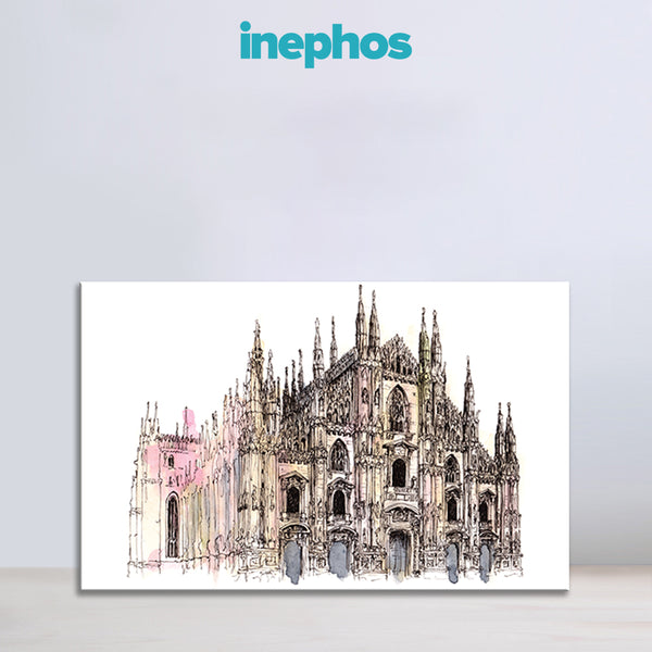 Milan Cathedral Sketch Wall Painting for Living Room, Bedroom, Office, Hotels, Drawing Room