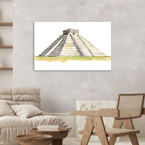 Chichen Itza Sketch Wall Painting for Living Room, Bedroom, Office, Hotels, Drawing Room