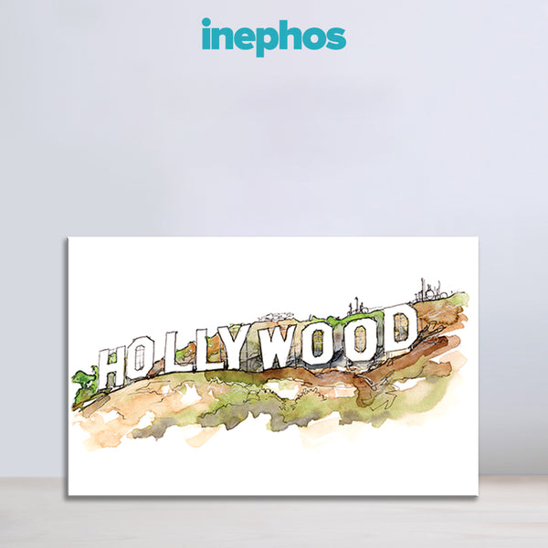 Hollywood Sign Watercolor Wall Painting for Living Room, Bedroom, Office, Hotels, Drawing Room