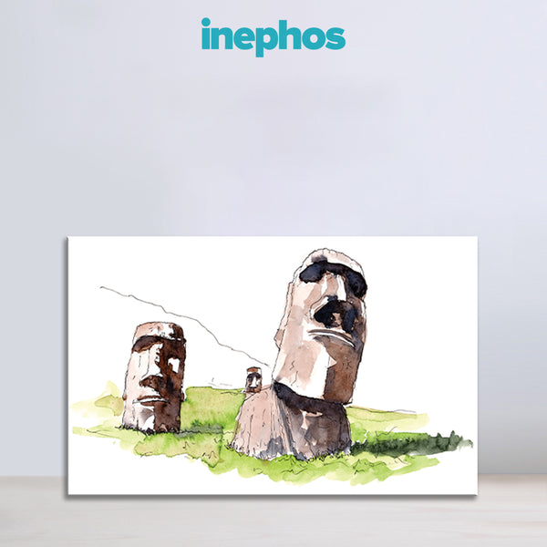 Easter Island Statues Wall Painting for Living Room, Bedroom, Office, Hotels, Drawing Room