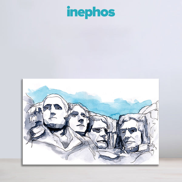 Mount Rushmore Sketch Painting – Famous Monument Wall Painting for Living Room, Bedroom, Office, Hotels, Drawing Room