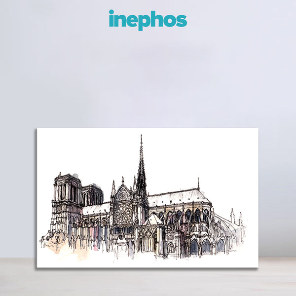 Notre Dame Cathedral Wall Painting for Living Room, Bedroom, Office, Hotels, Drawing Room