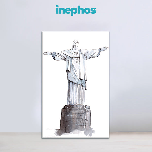 Christ the Redeemer Statue Wall Painting for Living Room, Bedroom, Office, Hotels, Drawing Room