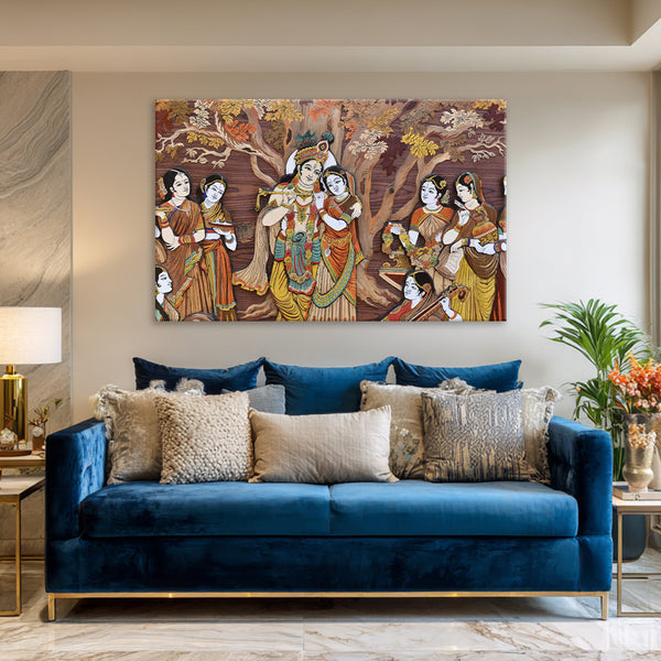 Divine Radha Krishna Wall Painting for Living Room, Bedroom, Office, Hotels, Drawing Room