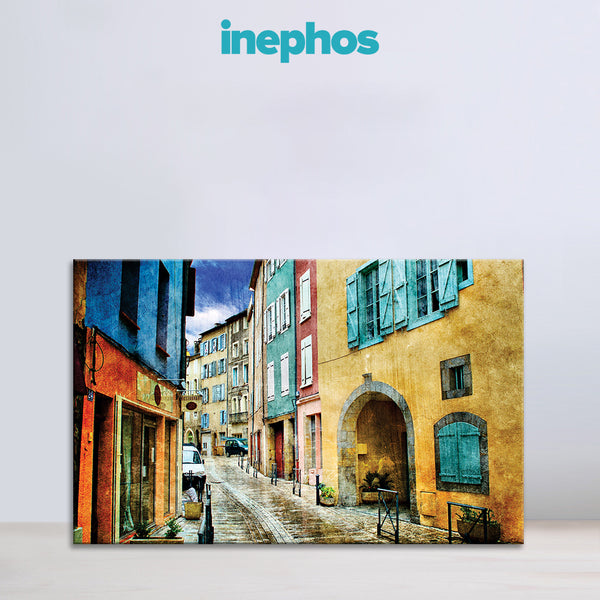 Vibrant French Street Wall Painting for Living Room, Bedroom, Office, Hotels, Drawing Room