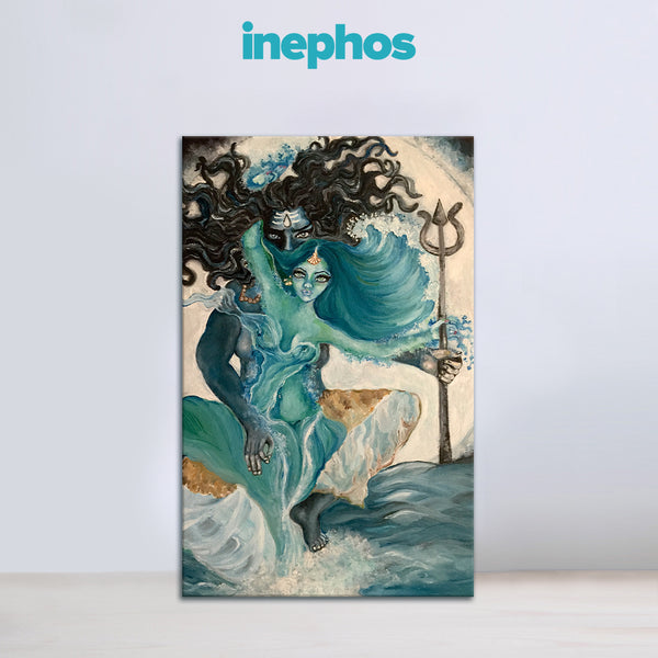 Divine Dance of Ardhanarishvara Wall Painting for Living Room, Bedroom, Office, Hotels, Drawing Room