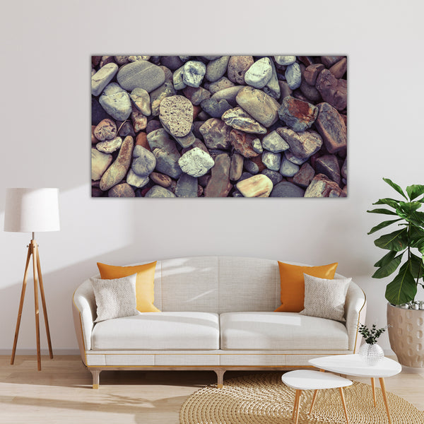 Natural River Pebbles – Aesthetic Stone Art Canvas Wall Print for Living Room, Bedroom, and Office