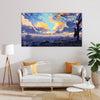Vibrant Sunset Sky Over Ocean Canvas Painting for Living Room, Bedroom, and Office