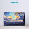 Vibrant Sunset Sky Over Ocean Canvas Painting for Living Room, Bedroom, and Office