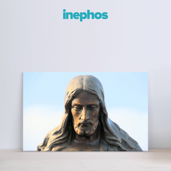Sculpted Jesus Christ Bronze Canvas Painting for Living Room, Prayer Room, and Church