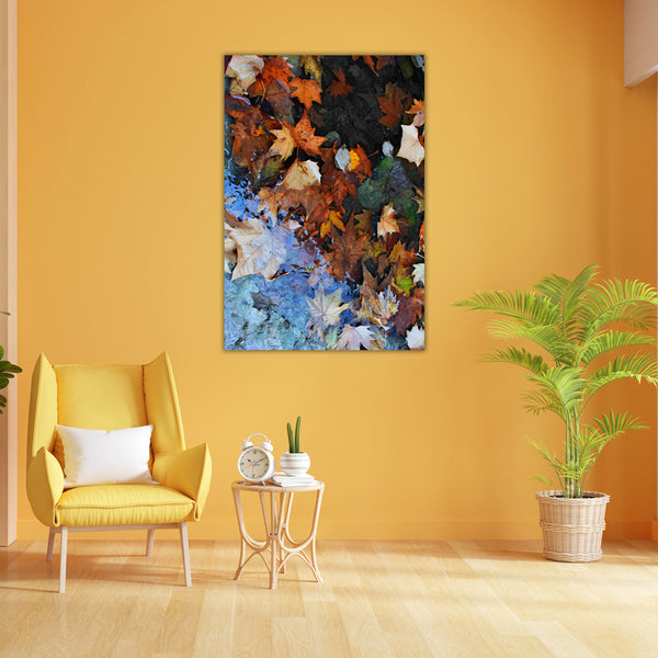 Autumn Leaves Reflection Canvas Painting for Living Room, Bedroom, and Office