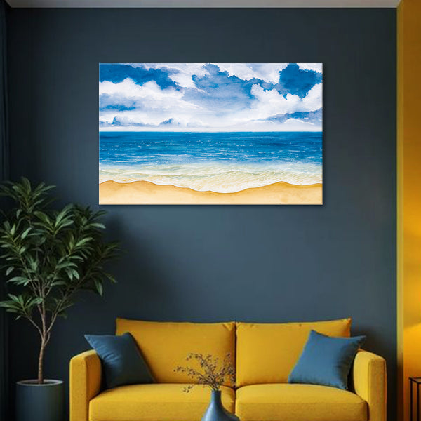 Blue Ocean Waves Canvas Painting for Living Room, Bedroom, and Office