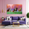 Horses in the Meadow Wall Painting for Living Room, Bedroom, Office, Hotels, Drawing Room