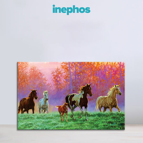 Horses in the Meadow Wall Painting for Living Room, Bedroom, Office, Hotels, Drawing Room