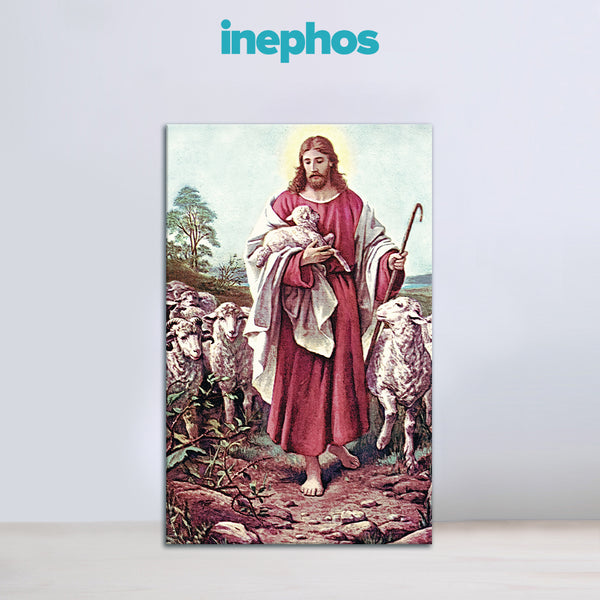 Jesus with Sheep Wall Painting for Living Room, Bedroom, Office, Hotels, Drawing Room