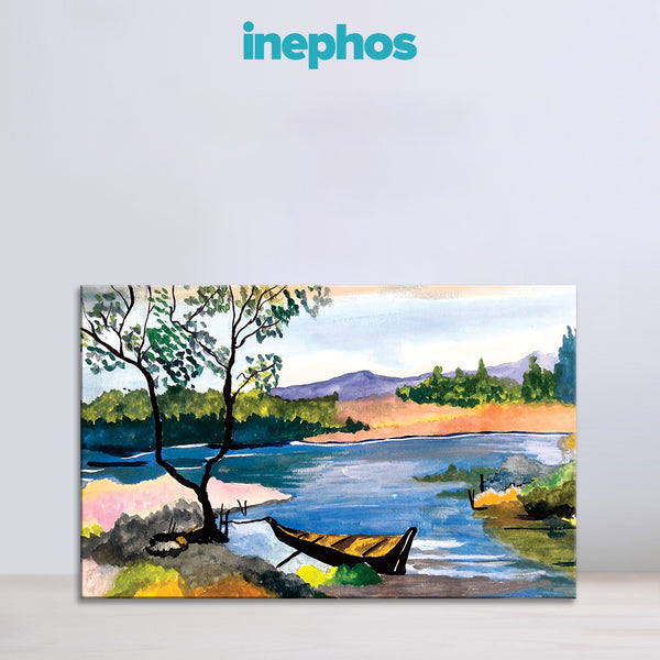 Serene River Landscape Wall Painting for Living Room, Bedroom, Office, Hotels, Drawing Room