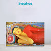 Colorful depiction of a reclining Buddha with 'inephos' branding.