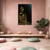Golden Buddha Canvas Painting for Living Room, Bedroom & Meditation Space | Spiritual Wall Art of Lord Buddha | Peaceful Home Décor & Gift for Positivity, Balance & Enlightenment