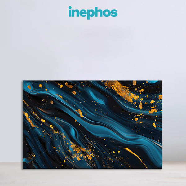Luxury Blue & Gold Abstract Canvas Painting for Living Room, Bedroom & Office | Modern Fluid Art Wall Décor | Elegant Home Decoration Gift for Art Enthusiasts & Stylish Interiors