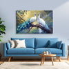 Royal White Peacock Couple Canvas Painting for Living Room, Bedroom & Office | Elegant Nature Wall Art | Luxury Home Décor Gift Symbolizing Grace, Beauty & Spiritual Harmony