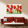 Red & Yellow Tulip Flower Canvas Painting for Living Room, Bedroom & Office | Modern Floral Wall Art | Vibrant Nature-Inspired Home Décor