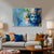 Lord Krishna Blue Abstract Canvas Painting for Living Room, Bedroom & Temple Wall Décor | Spiritual Wall Art with Peacock Feathers