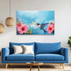 Hummingbird with Hibiscus Flowers Canvas Painting for Living Room, Bedroom & Office Wall Décor | Nature-Inspired Floral Bird Artwork