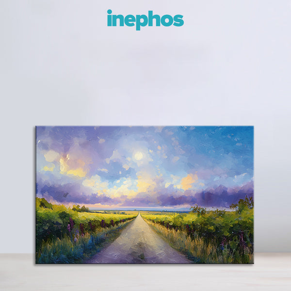 Sunset Horizon Road Canvas Painting for Living Room, Bedroom & Office Wall Décor | Serene Landscape Artwork