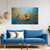 Golden Blossom Luxury Floral Canvas Painting for Living Room, Bedroom & Office Wall Décor | Elegant Blue and Gold 3D Textured