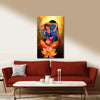 Radha Krishna Love Canvas Wall Art | Divine Romantic Couple Painting on Lotus | Spiritual Indian God Artwork for Home Temple, Living Room & Bedroom