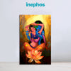 Radha Krishna Love Canvas Wall Art | Divine Romantic Couple Painting on Lotus | Spiritual Indian God Artwork for Home Temple, Living Room & Bedroom