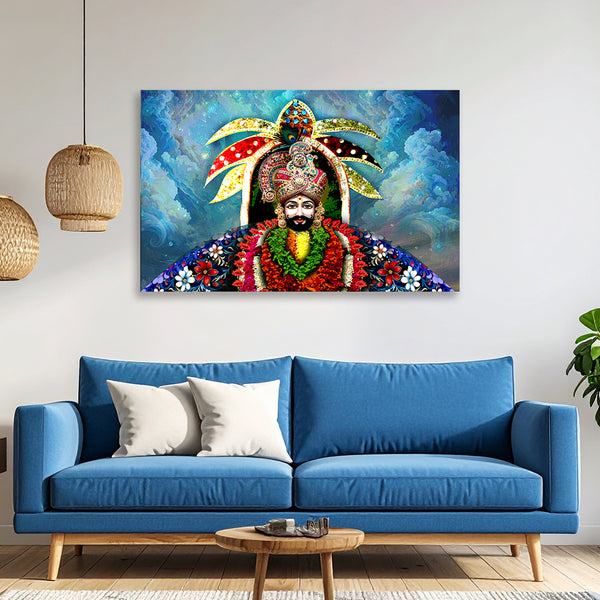 Divine Shree Swaminarayan Canvas Wall Art for Home & Temple | Spiritual Religious Painting with Vibrant Colors | Sacred Hindu God Artwork